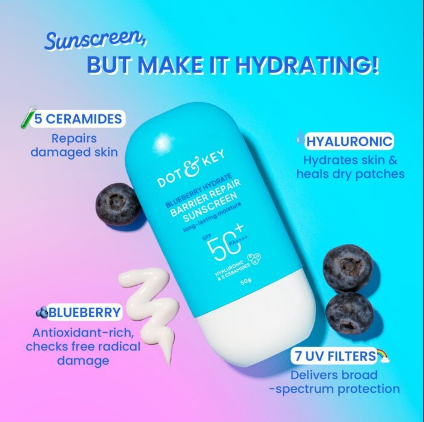 Dot & Key Blueberry Hydrate Barrier Repair Sunscreen - Image 3